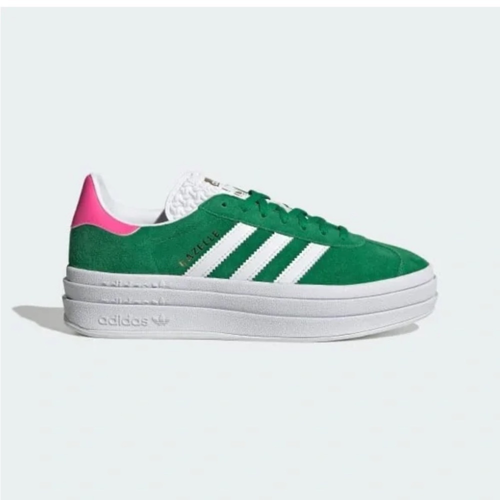 New Adidas Gazelle Bold ‘Green Lucid Pink’ Sneakers Womens 7 StockX Verified - Picture 2 of 11